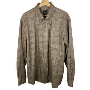 Jos A Bank Travelers Collection Mens Glen Plaid Button Down Shirt Long Sleeve XL